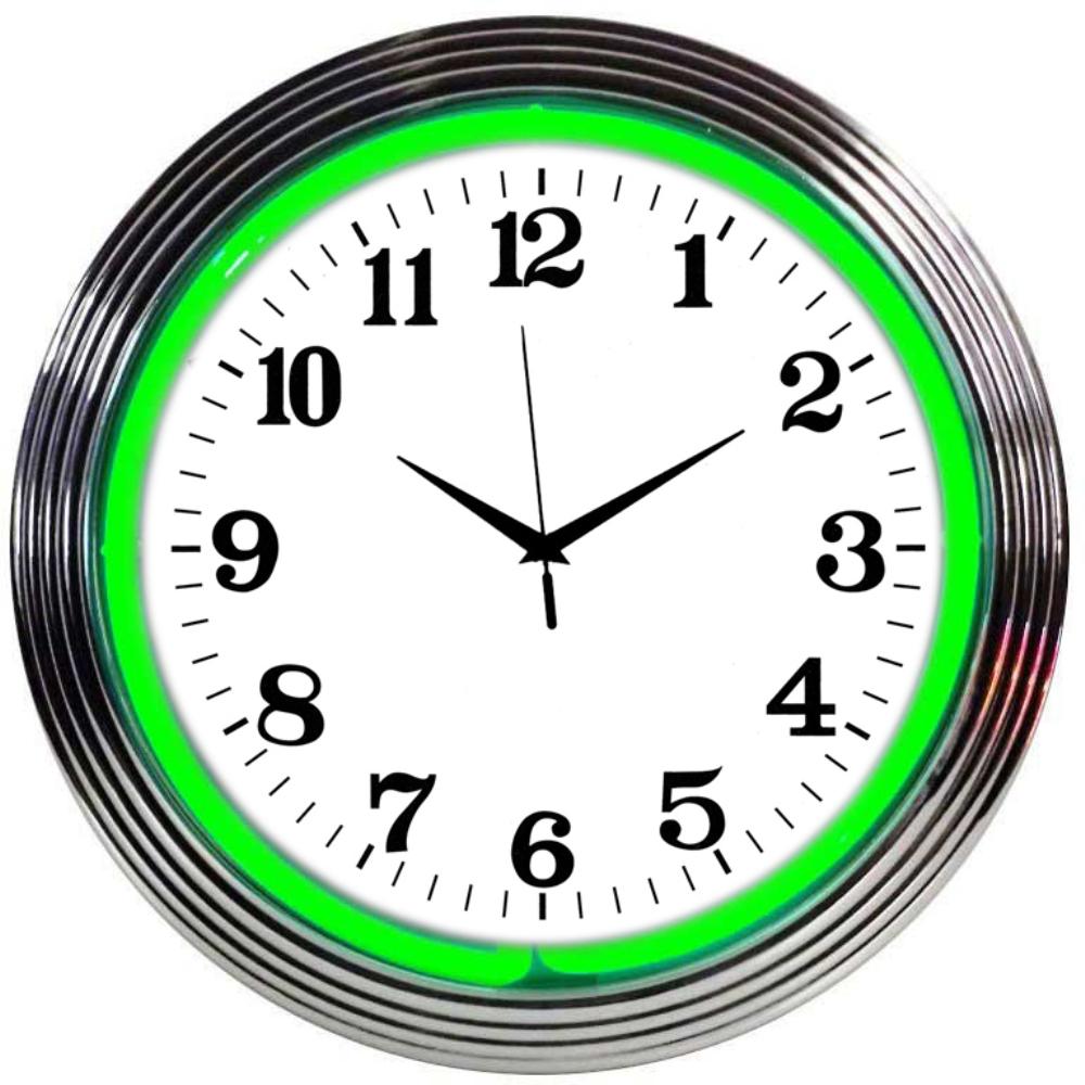 Neonetics CHROME GREEN STANDARD NEON CLOCK
