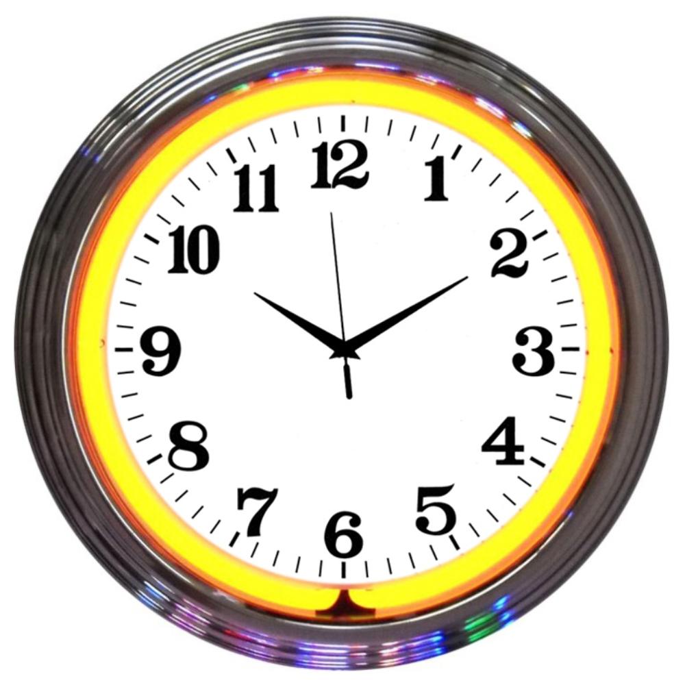 Neonetics CHROME ORANGE STANDARD NEON CLOCK