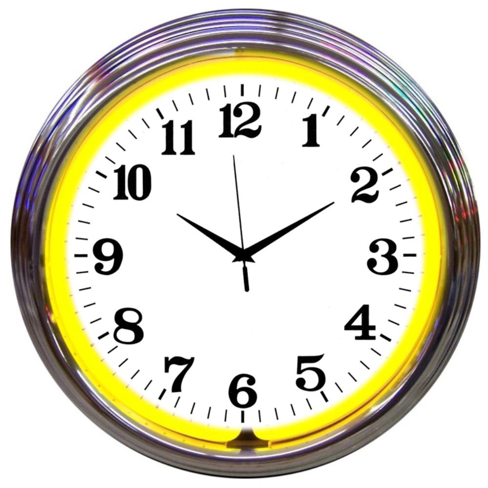 Neonetics CHROME YELLOW STANDARD NEON CLOCK