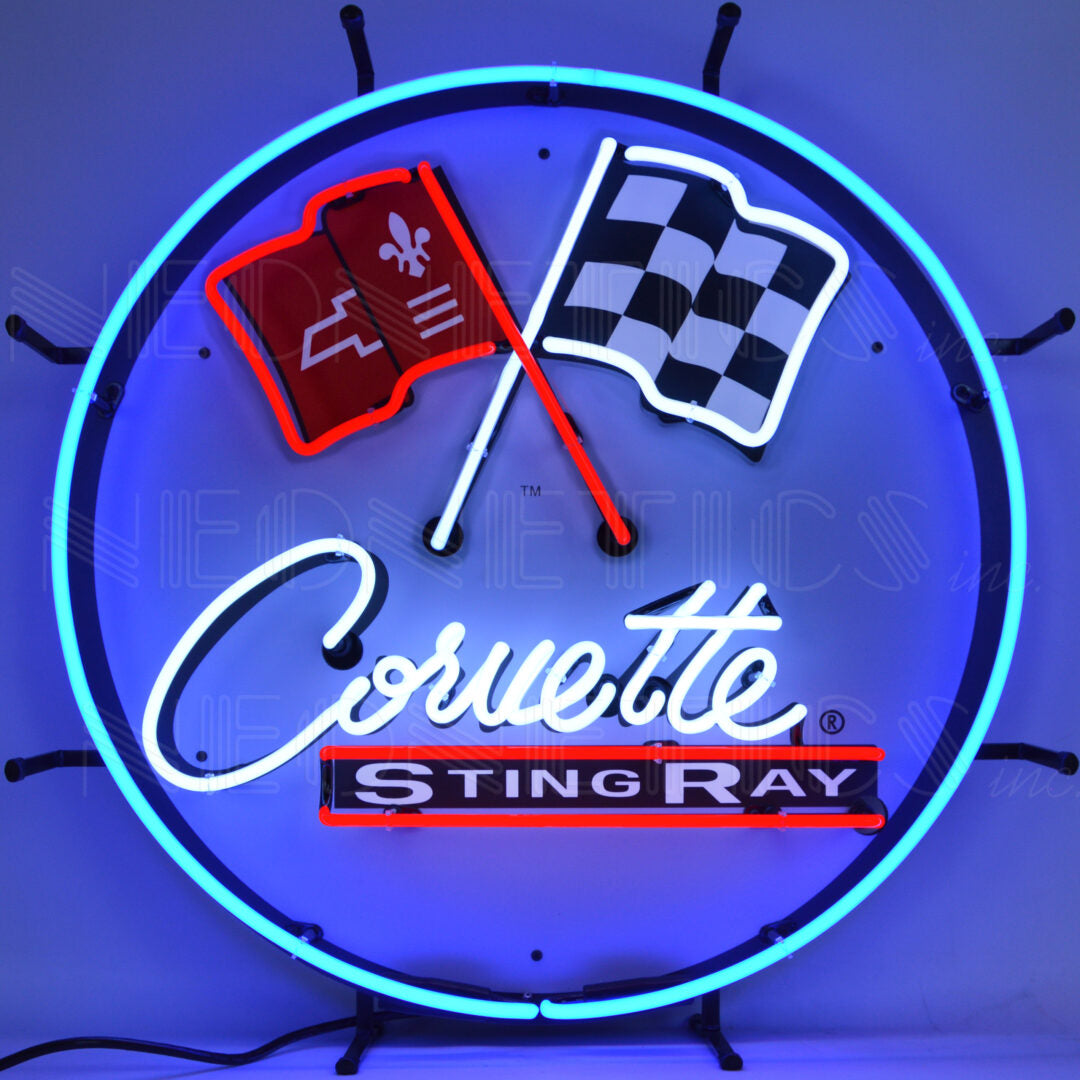 Neonetics Corvette C2 Stingray Round Neon Sign With Backing