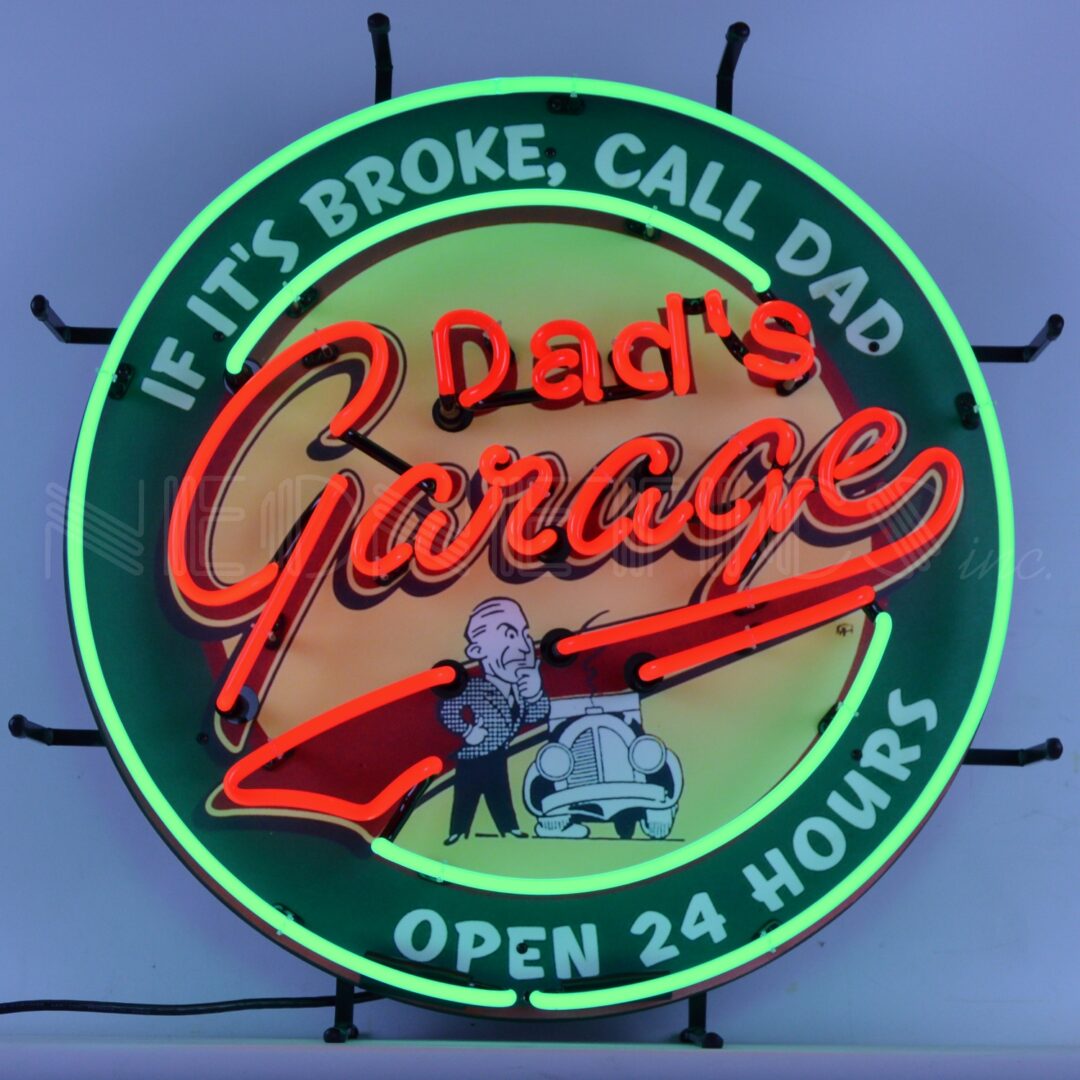 Neonetics Dad’s Garage Neon Sign With Backing - 5DADSG