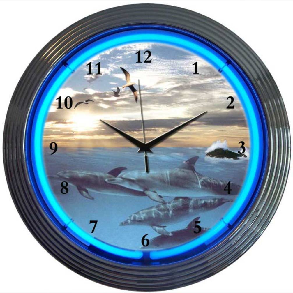 Neonetics DOLPHINS AT SEA NEON CLOCK