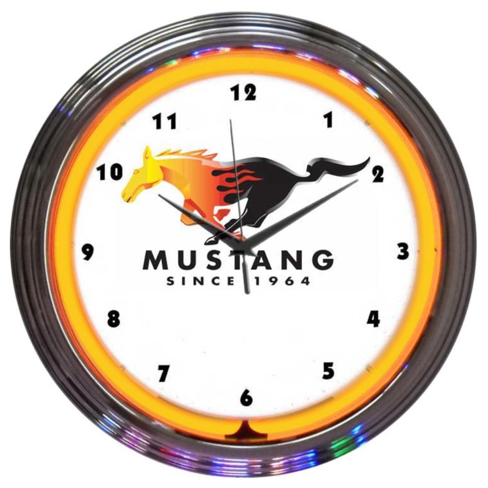 Neonetics FORD MUSTANG SINCE 1964 ORANGE NEON CLOCK