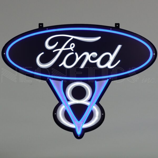 Neonetics Ford V8 LED Flex-Neon Sign In Steel Can - 29FV8BW