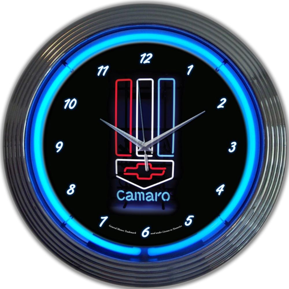Neonetics GM CAMARO RED WHITE & BLUE NEON CLOCK