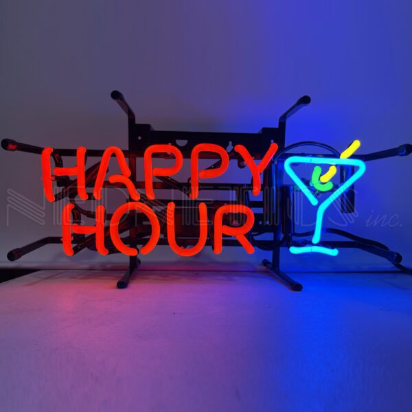 Neonetics Happy Hour Premium Junior Neon Sign On Grid