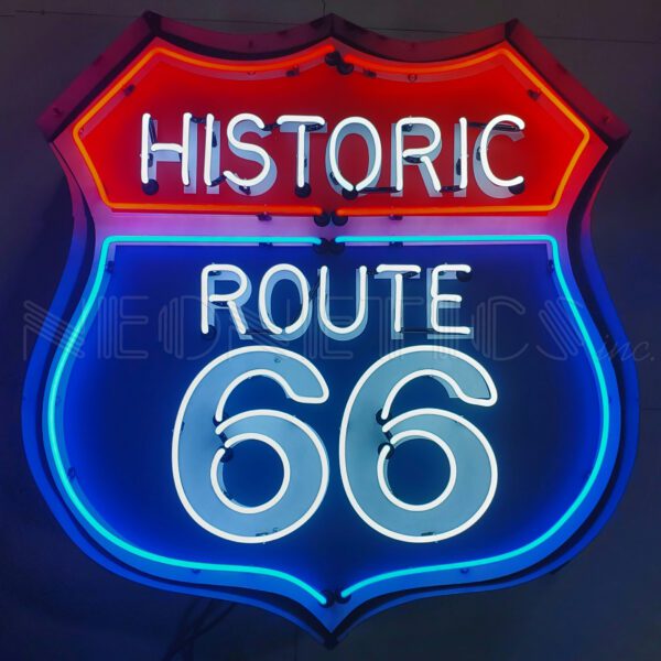 Neonetics Historic Route 66 Neon Sign In Shaped Steel