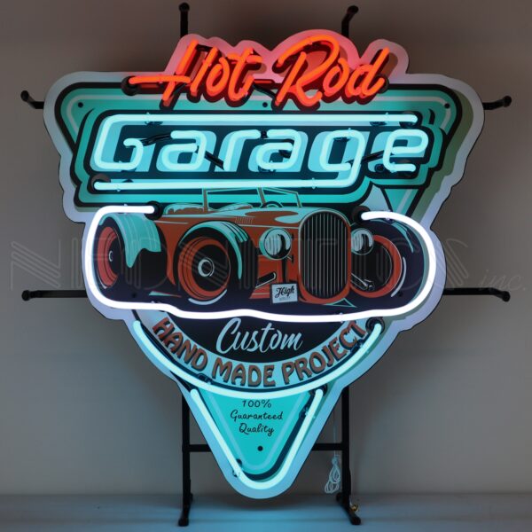 Neonetics Hot Rod Garage Teal Neon Sign With Backing