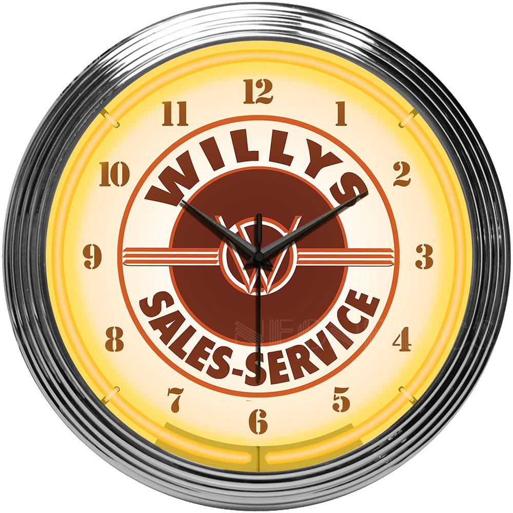 Neonetics JEEP WILLYS SALES SERVICE NEON CLOCK