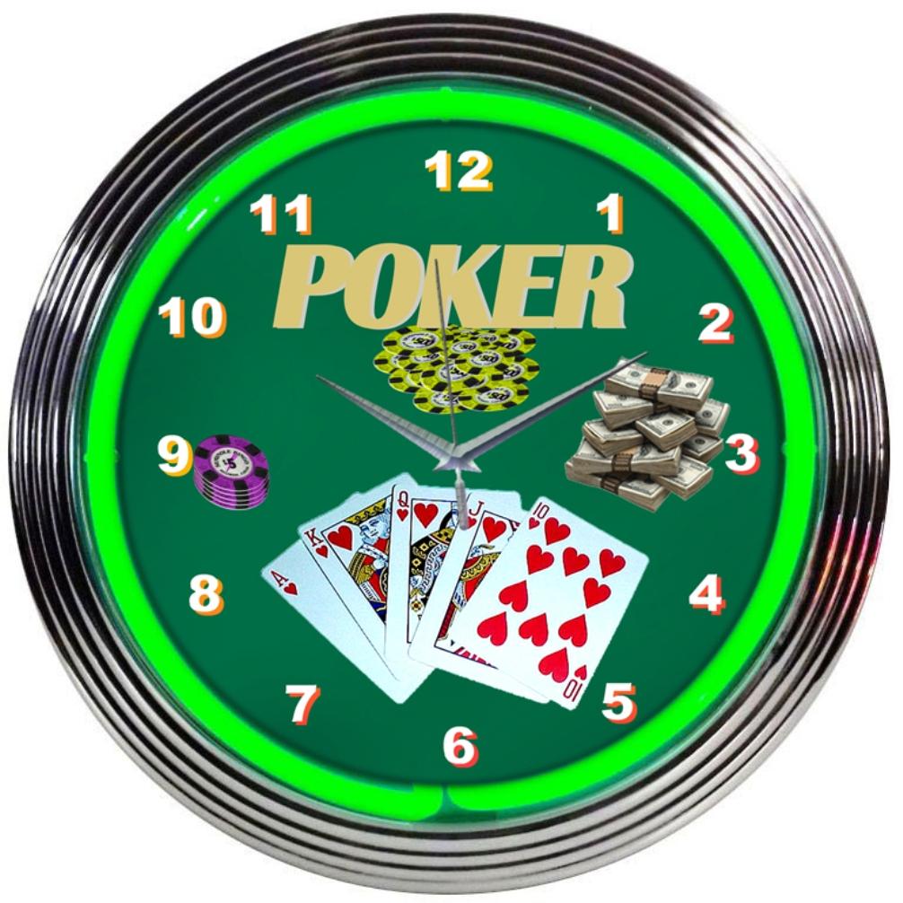 Neonetics POKER GREEN NEON CLOCK