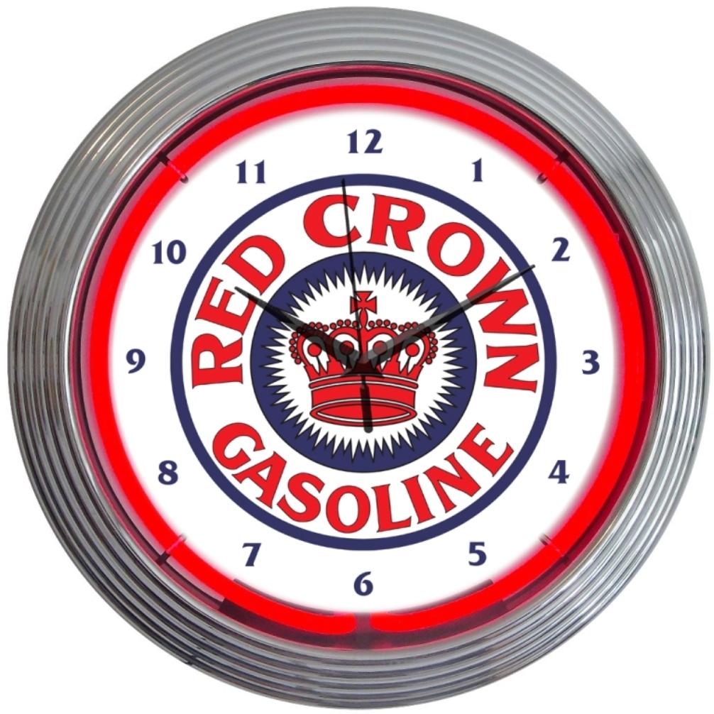 Neonetics RED CROWN GASOLINE NEON CLOCK