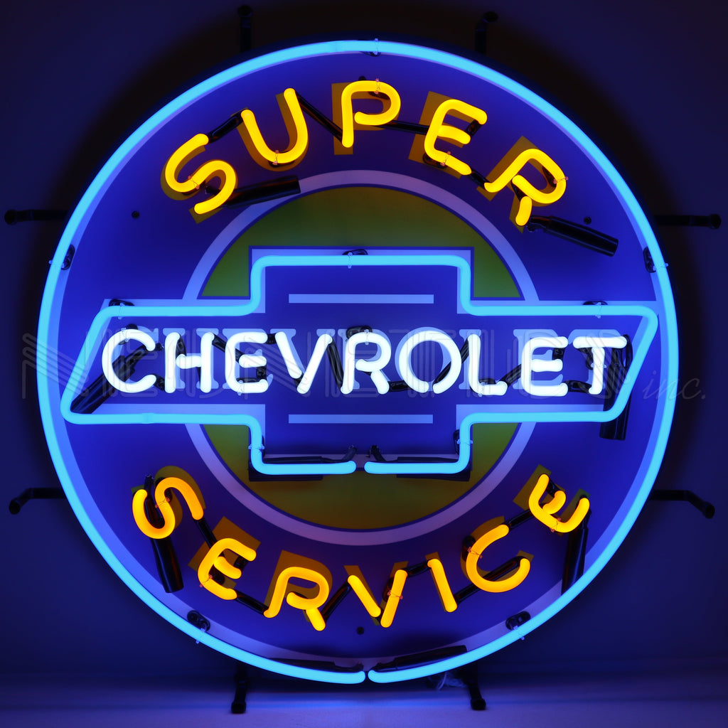 Neonetics Super Chevy Service Neon Sign With Backing