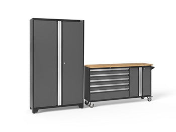 NewAge Bold 3.0 Grey 2 PC Set w/Bamboo Worktop - Storage &