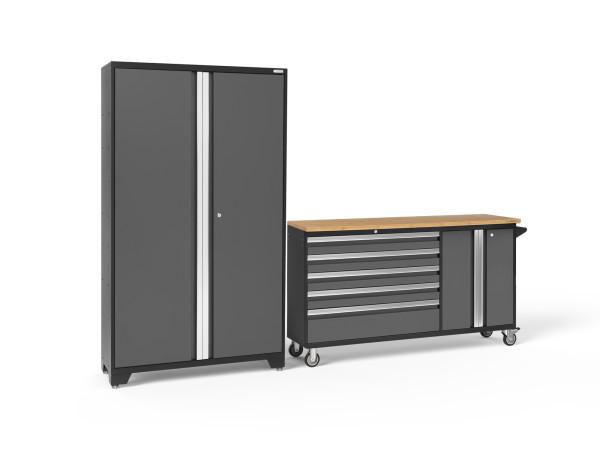 NewAge Bold 3.0 Grey 2 PC Set w/Bamboo Worktop - Storage &