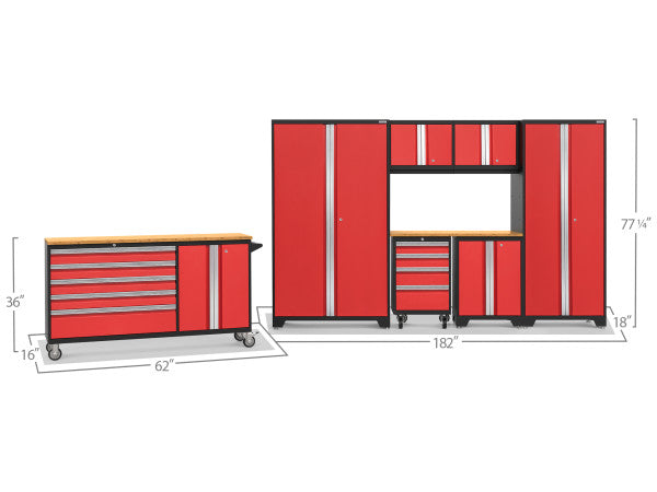 NewAge Bold 3.0 Red 8 PC Set w/Bamboo Worktop - Storage &