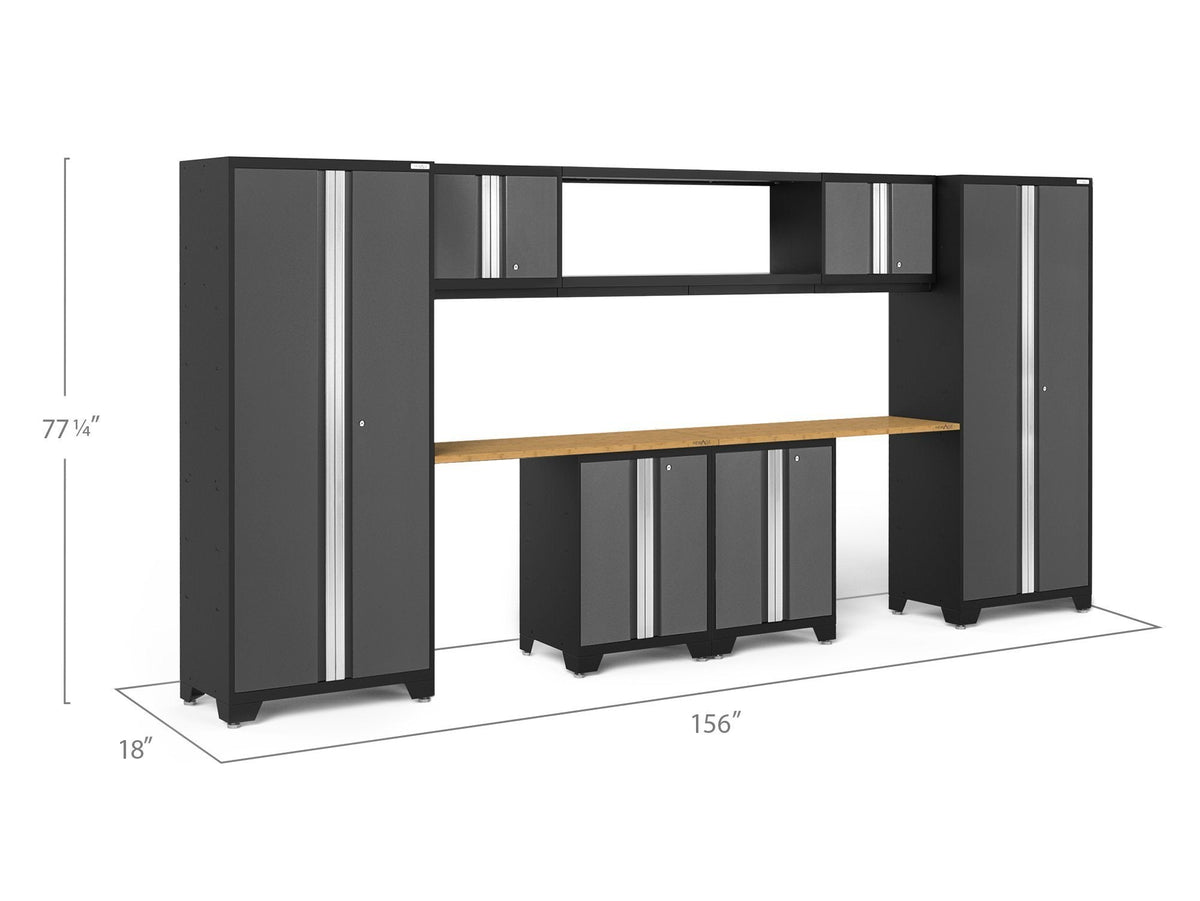 NewAge Bold Series 3.0 Grey 9 Piece Set With Bamboo Worktop