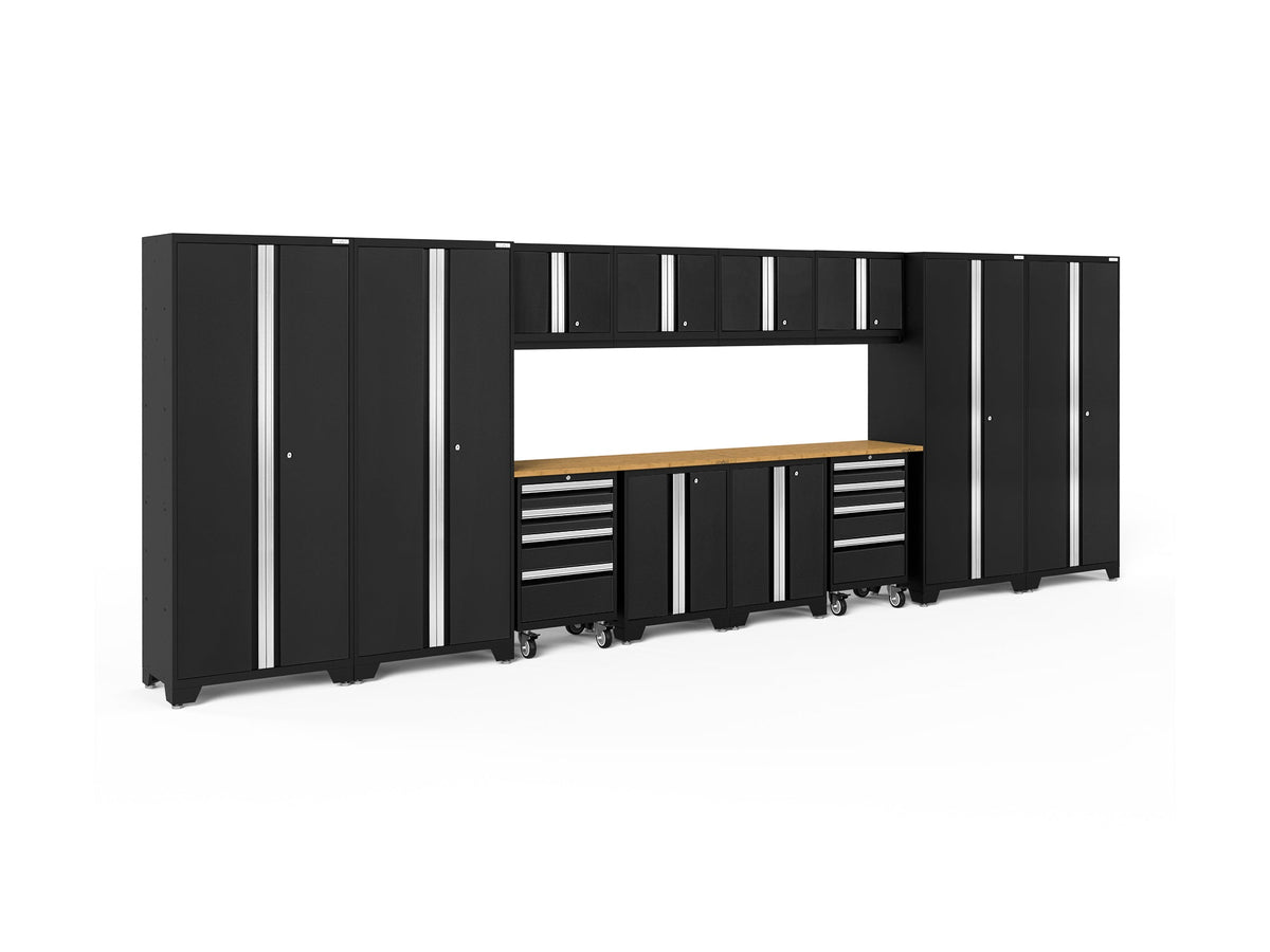 NewAge Bold Series Black With Bamboo Worktop 14 Piece Set