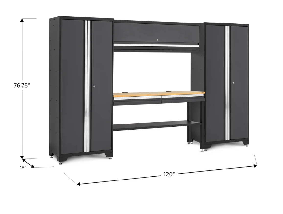 Newage Bold Series Gray 5 Piece Set with Bamboo Worktop