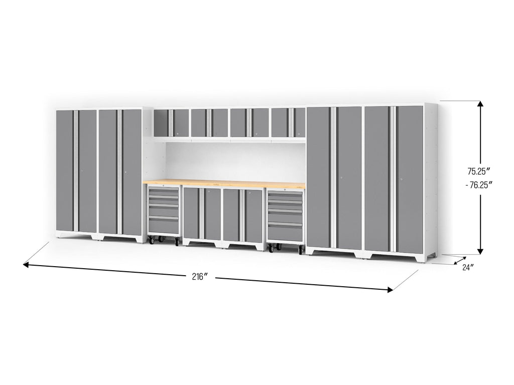 Bold XL 14-Piece Heavy-Duty Steel Garage Cabinet Set with Deep Storage