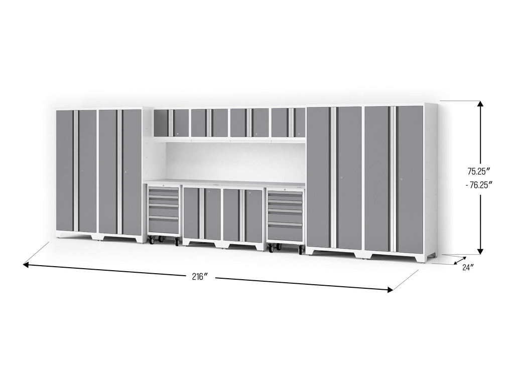Bold XL 14-Piece Heavy-Duty Steel Garage Cabinet Set with Deep Storage