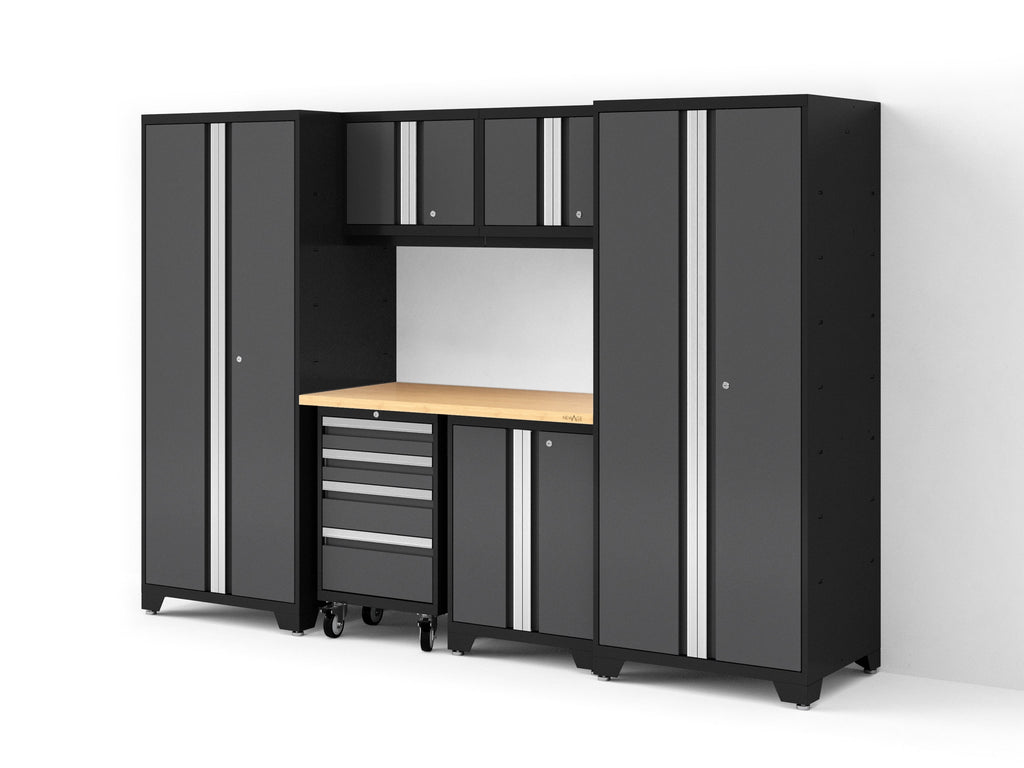 Bold XL 7-Piece Garage Cabinetry Set: Heavy-Duty 20-24 Gauge Steel, Fully Welded
