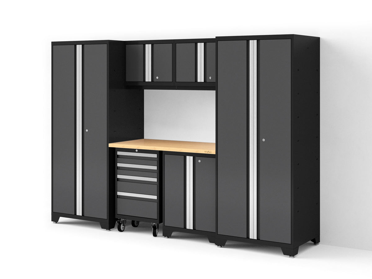 Bold XL 7-Piece Garage Cabinetry Set: Heavy-Duty 20-24 Gauge Steel, Fully Welded