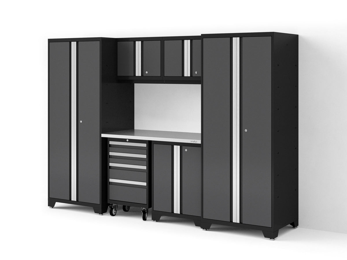 Bold XL 7-Piece Garage Cabinetry Set: Heavy-Duty 20-24 Gauge Steel, Fully Welded