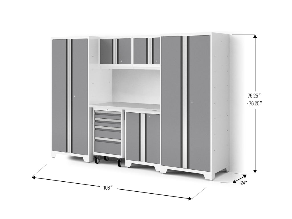 Bold XL 7-Piece Garage Cabinetry Set: Heavy-Duty 20-24 Gauge Steel, Fully Welded