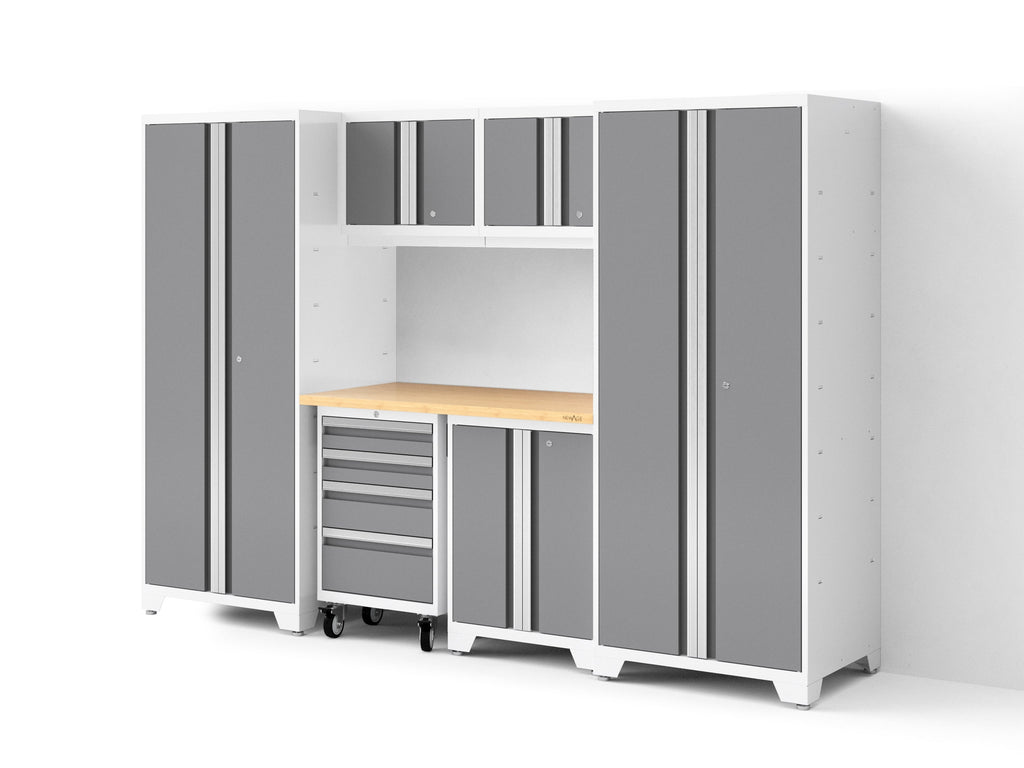 Bold XL 7-Piece Garage Cabinetry Set: Heavy-Duty 20-24 Gauge Steel, Fully Welded