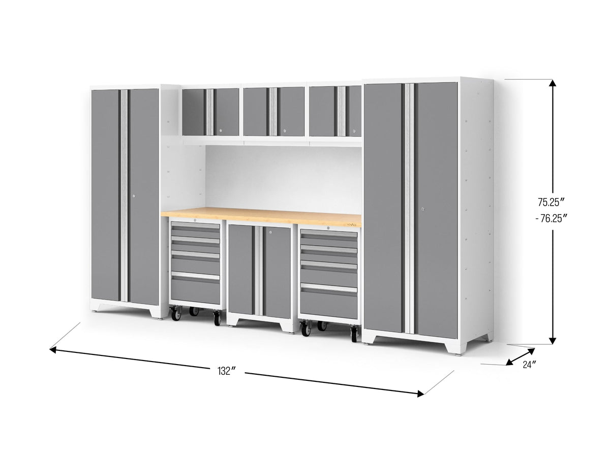 Bold XL 9-Piece Garage Cabinet Set Extra-Deep Steel Storage