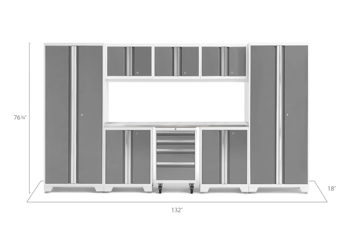 NewAge Garage Cabinets BOLD Series Platinum 9-Piece Set