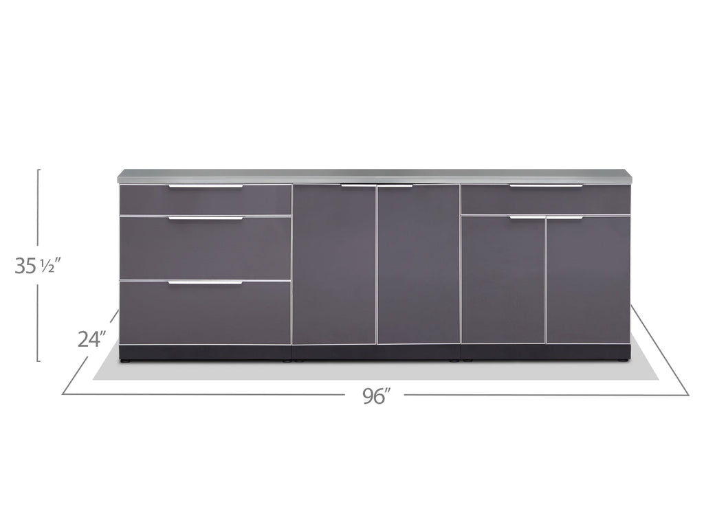 Newage Outdoor Kitchen 3 PC Cabinet Set in Slate Gray