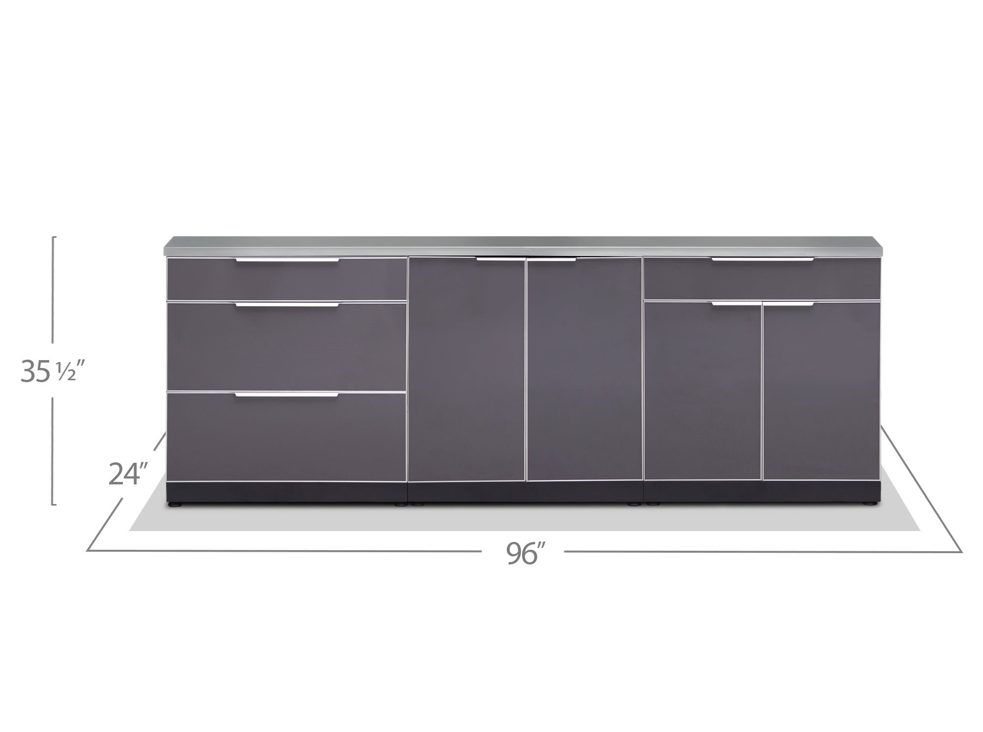 Newage Outdoor Kitchen 3 PC Cabinet Set in Slate Gray