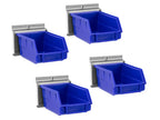 NewAge PVC Slatwall Blue Parts Bins with Parts Bins Support