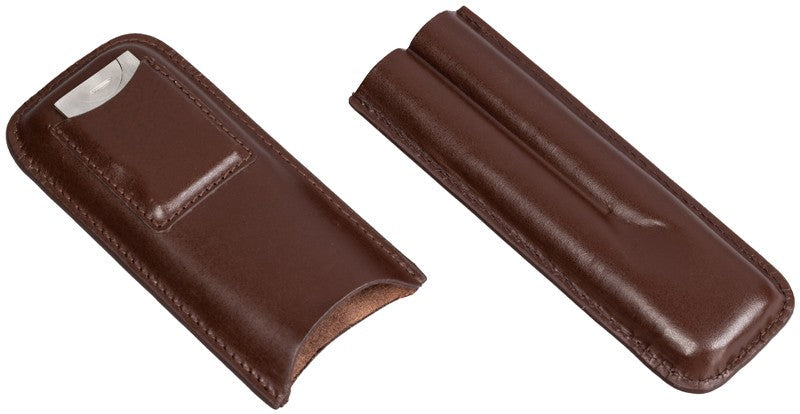 Prestige Import Group Leather Cigar Case w/ Cutter Brown