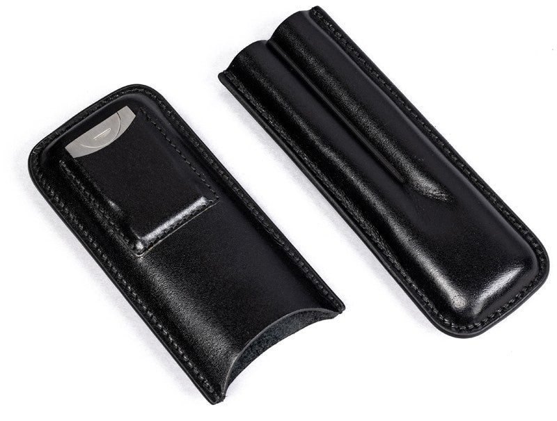 Prestige Import Group 2 Cigar Leather Case w/ Cutter