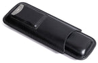 Prestige Import Group 2 Cigar Leather Case w/ Cutter - Black