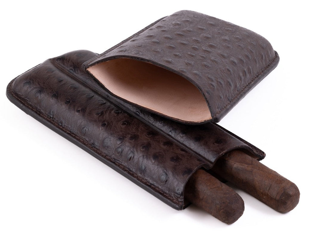 Prestige Import Group Ostrich Style Cigar Case Brown Bonded Leather
