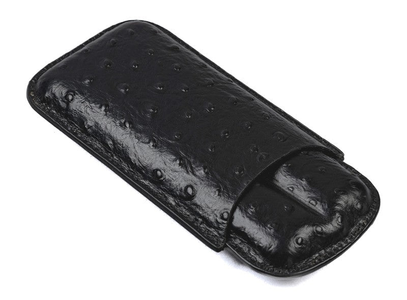 Prestige Import Group 2 Cigar Ostrich Style Case - Black