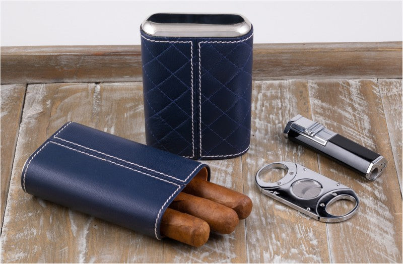 Prestige Import Group 3 Cigar Diamond Stitched Case w/