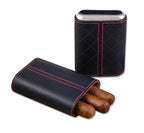 Prestige Import Group Diamond Stitch Leather 3-Cigar Travel Case Black