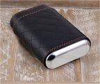Prestige Import Group Diamond Stitch Leather 3-Cigar Travel Case Black