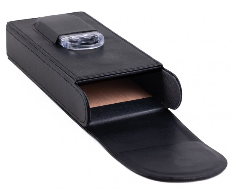Prestige Import Group Black Leather 3-Cigar Magnetic Closure Case