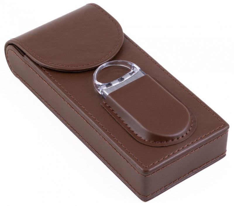 Prestige Import Group 3 Cigar Leather Case w/ Magnetic