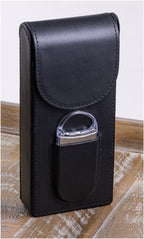 Prestige Import Group Black Leather 3-Cigar Magnetic Closure Case