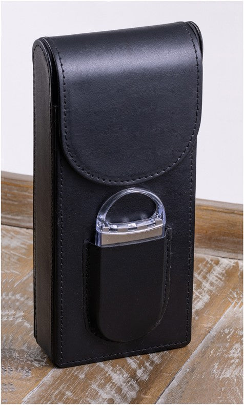 Prestige Import Group Black Leather 3-Cigar Magnetic Closure Case
