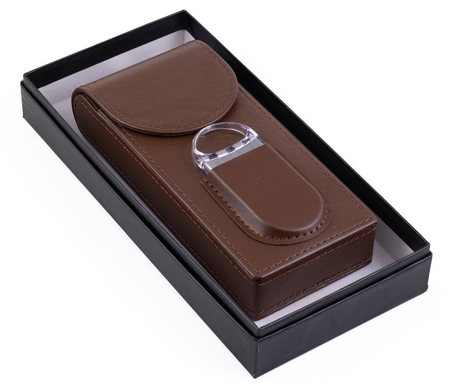 Prestige Import Group 3 Cigar Leather Case w/ Magnetic