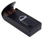 Prestige Import Group Black Leather 3-Cigar Magnetic Closure Case