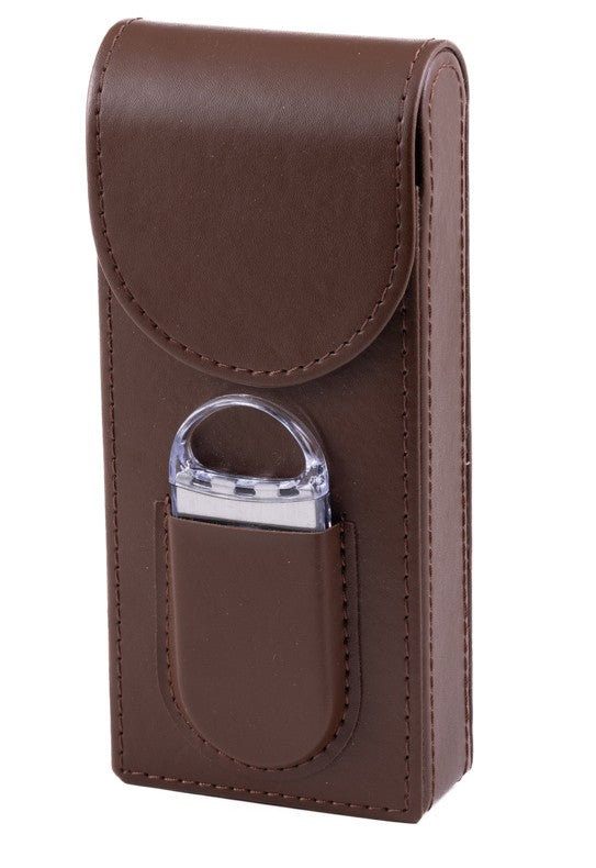 Prestige Import Group 3 Cigar Leather Case w/ Magnetic