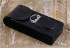 Prestige Import Group Black Leather 3-Cigar Magnetic Closure Case